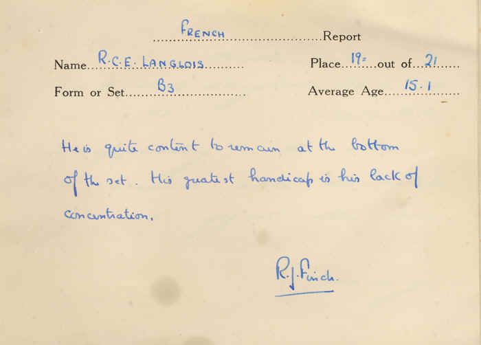 Photograph from Reg Langlois’s archive: Finch got it wrong, I was not last